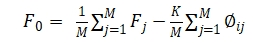 The least squares fitting formula of the proportional factor K and zero bias F₀