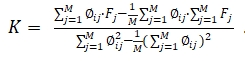 The least squares fitting formula of the proportional factor K and zero bias F₀