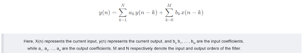IIR filter difference equation structure