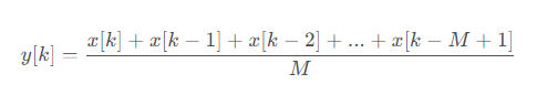 Moving average filtering formula for noise reduction
