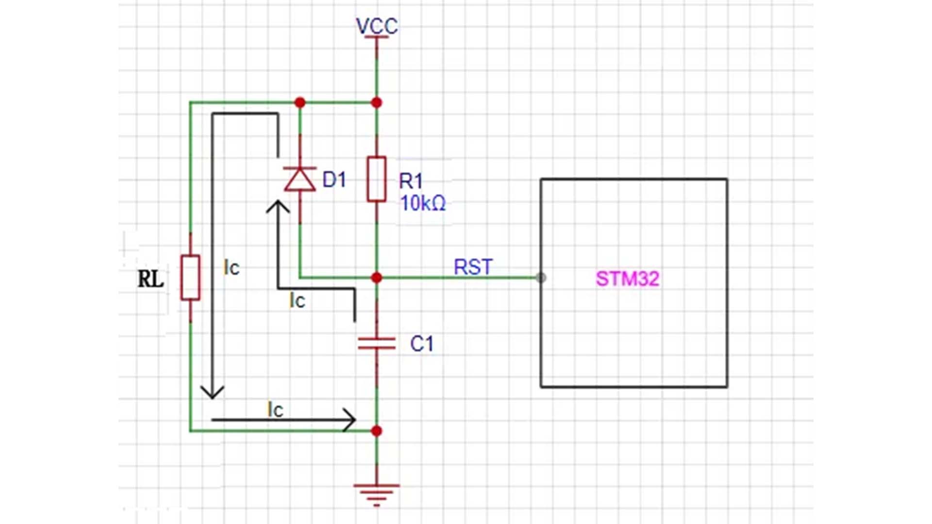The function of the diode connected in parallel in the reset circuit